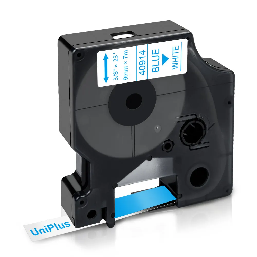 UniPlus 9 мм лента совместимый с Dymo D1 для этикеток 40914 синий на белом 3/8 дюйма Длина
