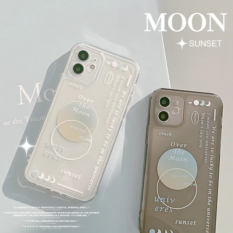 

2021 New Creative Moon Phone Case Transparent Suitable for IPhone 7 8 P X Se 11 12 Max Pro Plus Huawei Cases Skin Cute Wallets