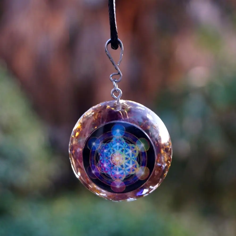 

Handmade Orgonite Pendant Amethyst Natural Crystal Quartz Energy Chakra EMF Protection Orgone Healing Jewelry