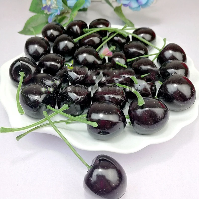 50 шт. искусственные реалистичные моделирования маленькие красные черные вишни