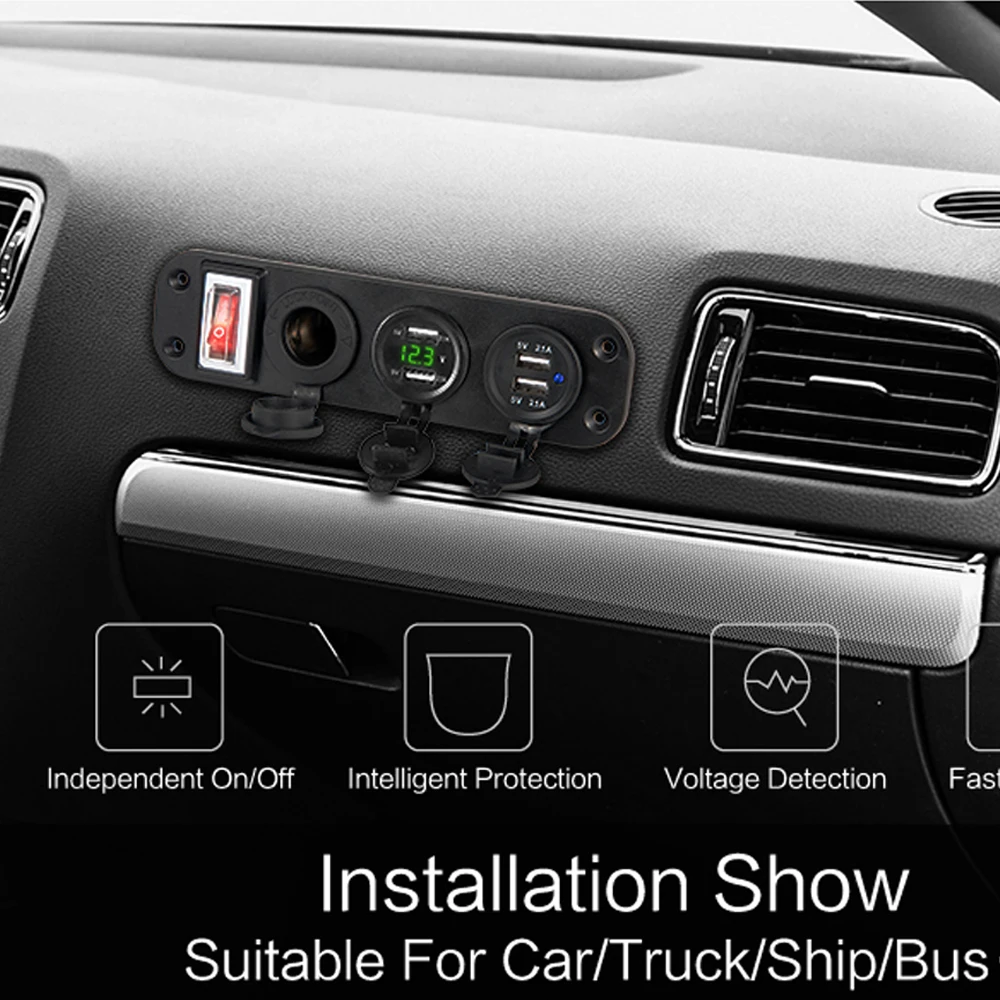 12 В usb зарядное устройство Лодка 12 В USB Автомобильное зарядное устройство 12 в панель Быстрый телефон usb Автомобильное зарядное устройство с вкл/выкл 5 в 4.2A разъем прикуривателя автомобиля