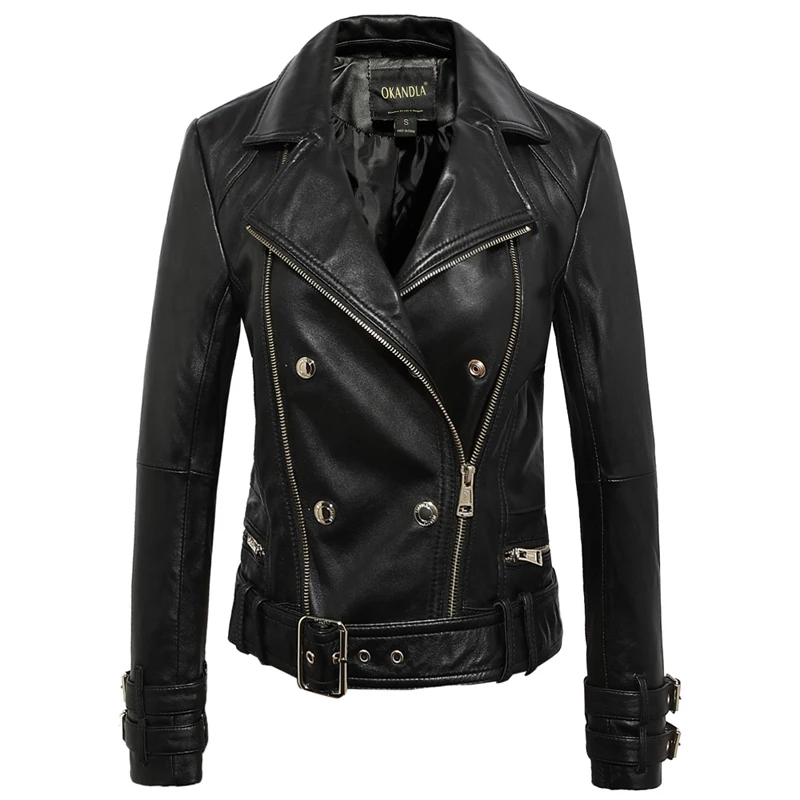 

Free shipping, women fashion genuine leather jackets.plus size sheepskin jacket,soft street jacket.biker coat,black