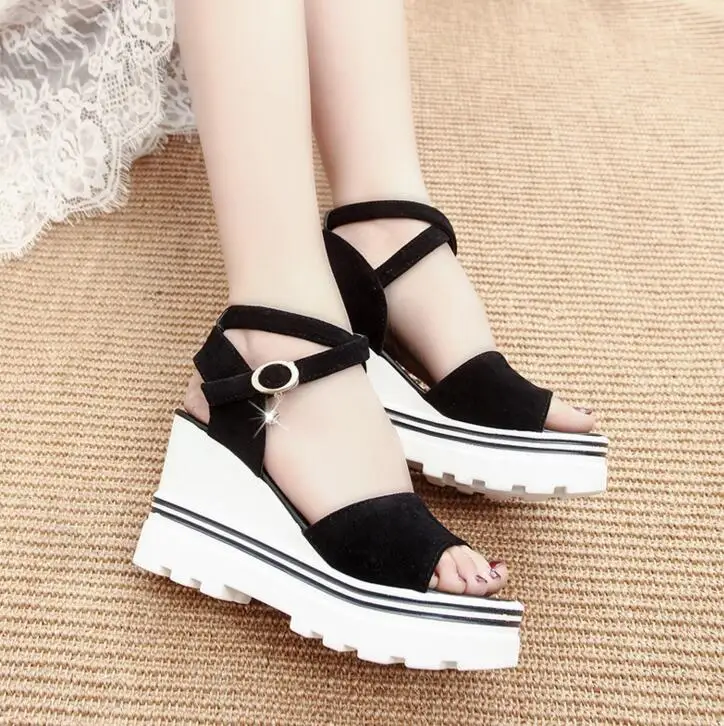Wedge Sandals Summer Korean Muffin Fish Head Women With Platform Wild Simple Shoes Shook | Обувь