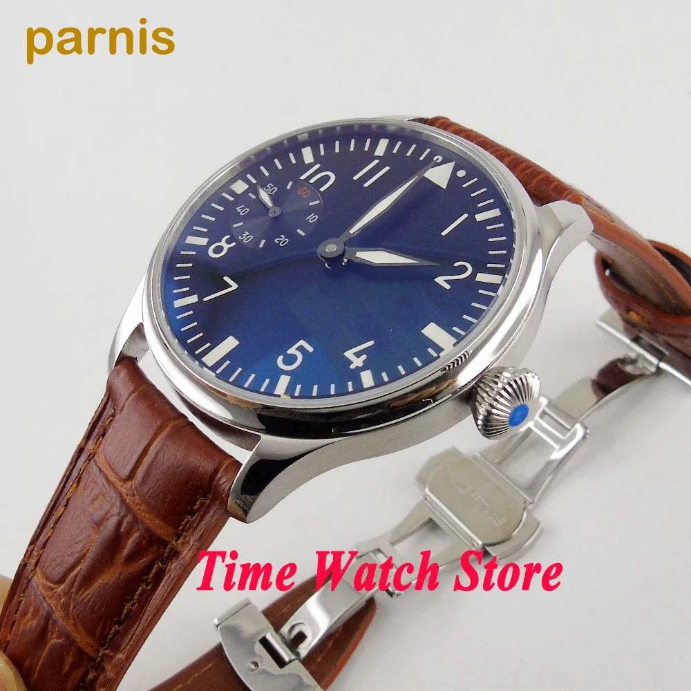 44 мм Parnis черный циферблат светящаяся раскладывающаяся застежка механические 6497