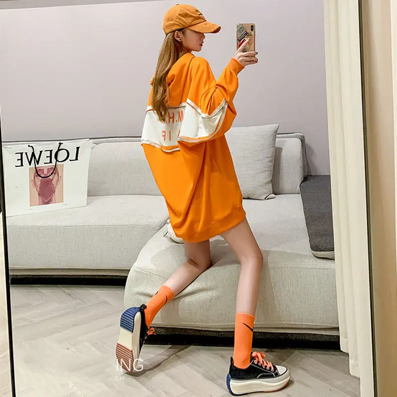 

2021 Kawaii Orange Hoodie Streetwear Ulzzang High Street Tops Streetwear Japan Harajuku Clothes Casual Zipper Hoodie Girl