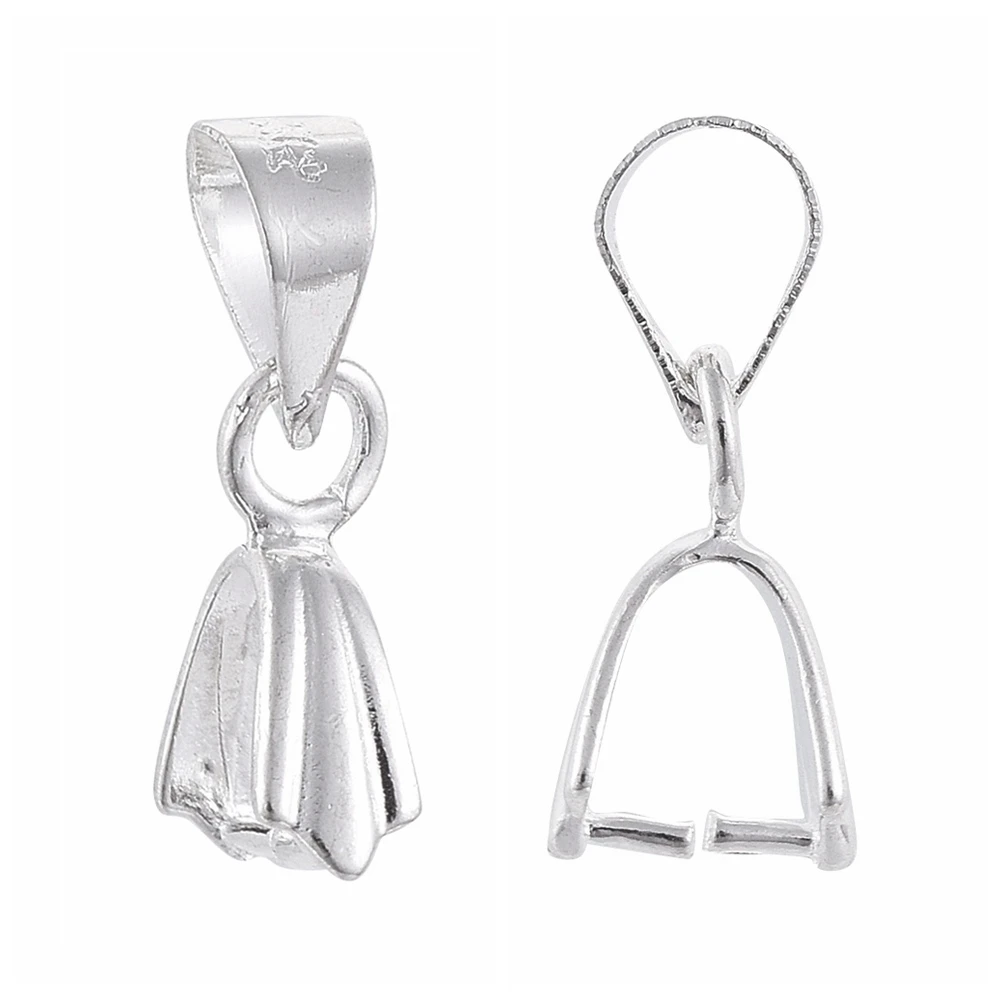 

20pcs Iron Pendant Clip Clasp Pinch Bail Pendant Connectors Silver Plated 10.6x5.9mm DIY Jewelry Findings Accessories