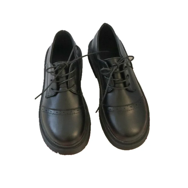 

Large Size 35-40 Ladies Single Shoes Spring And Autumn New Simple And Versatile British Style Black Small Leather Shoes