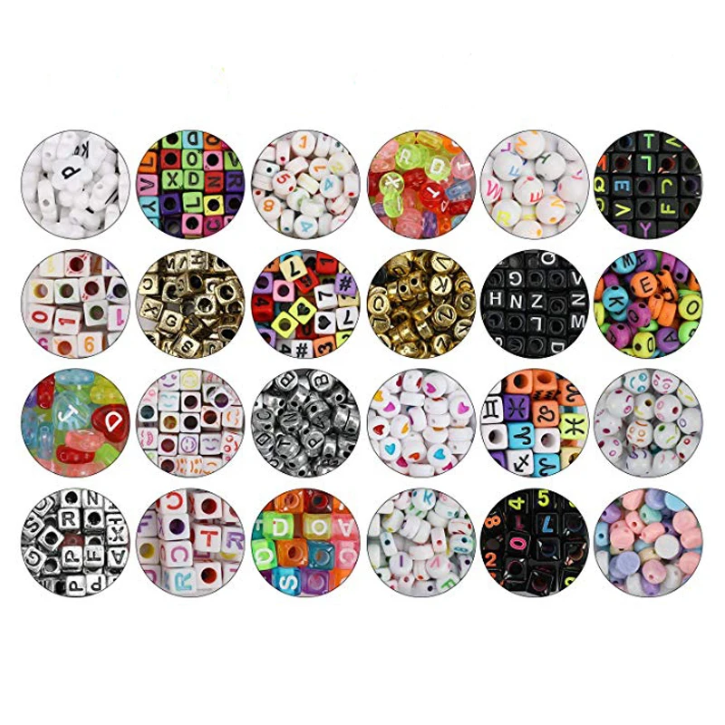 Набор для изготовления браслетов из бусин с нитью вышивки бусины буквами