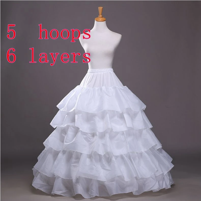 2018 New 5Hoops 6Layers Of Lotus Leaves Petticoat Crinoline Slip Underskirt For Wedding Dress Bridal Gown In Stock
