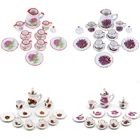 15 шт.компл. 1:12 миниатюрная керамическая посуда для кукольного домика фарфоровая керамическая чайная чашка тарелка имитация кухонные игрушки