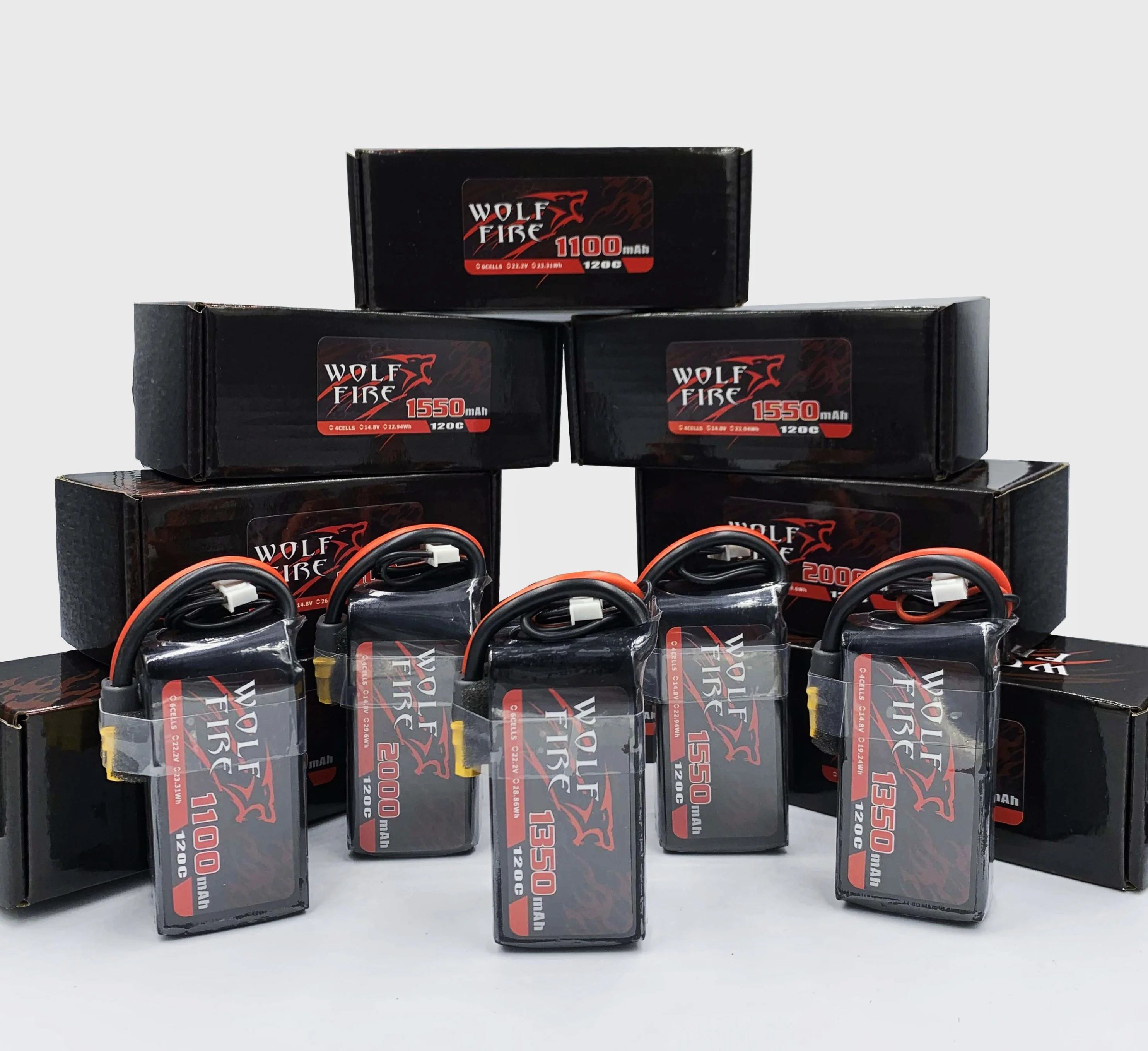 WolfFire 1100/1350/1550/1800/2000 мАч 120C 4S 6S 4 2 V Lipo батарея XT60 разъем FPV гоночный Дрон RC Quad Tattu R