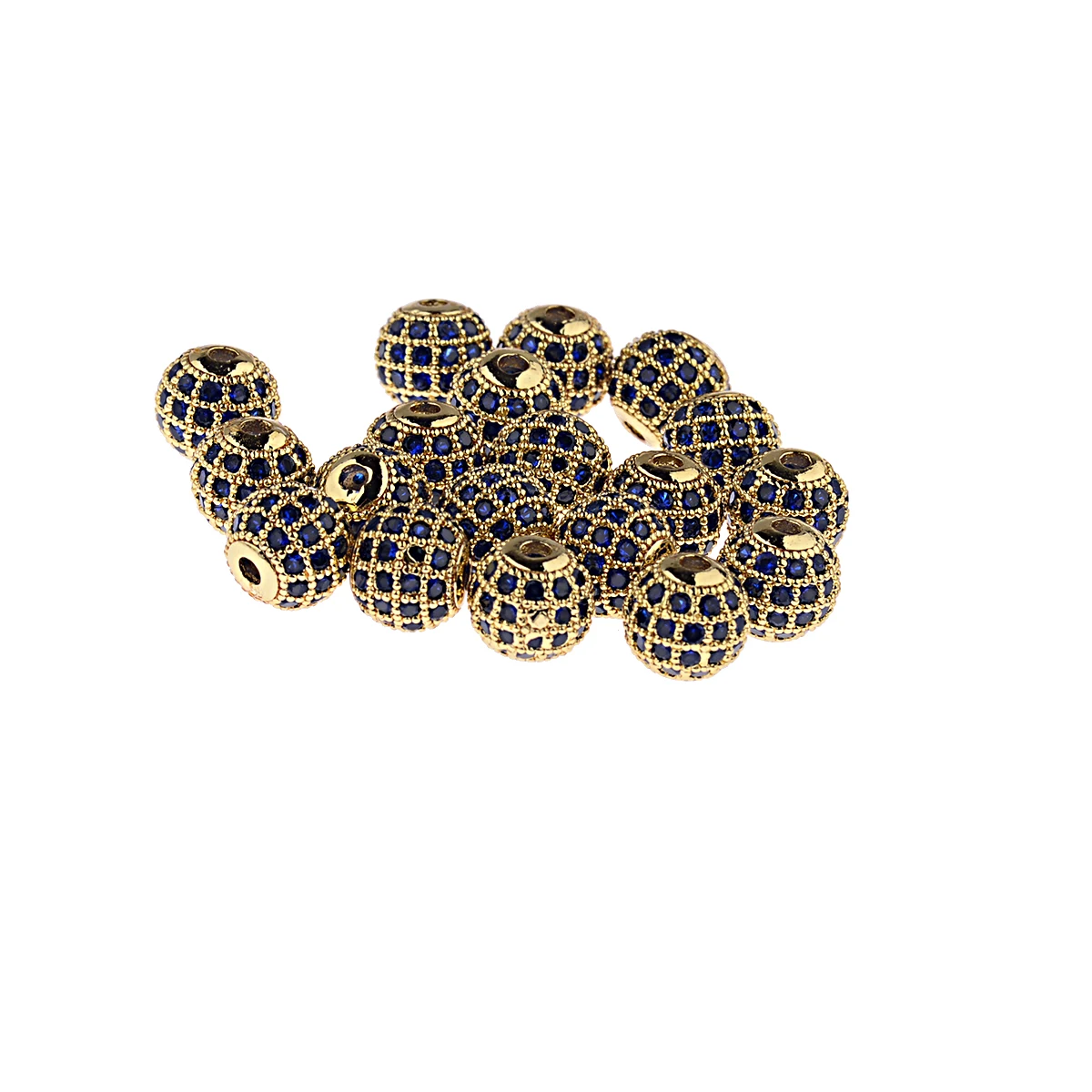 

Brass 8MM Blue Inlaid Zircon Round Spacer Beads DIY For Making Bracelet Necklace Jewelry Accessories