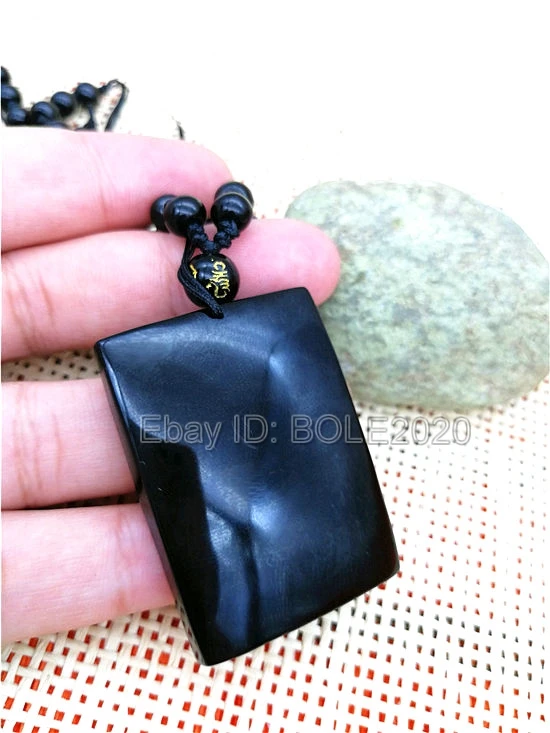 Красивый китайский ручной работы натуральный черный обсидиан резной Бамбук JingXin