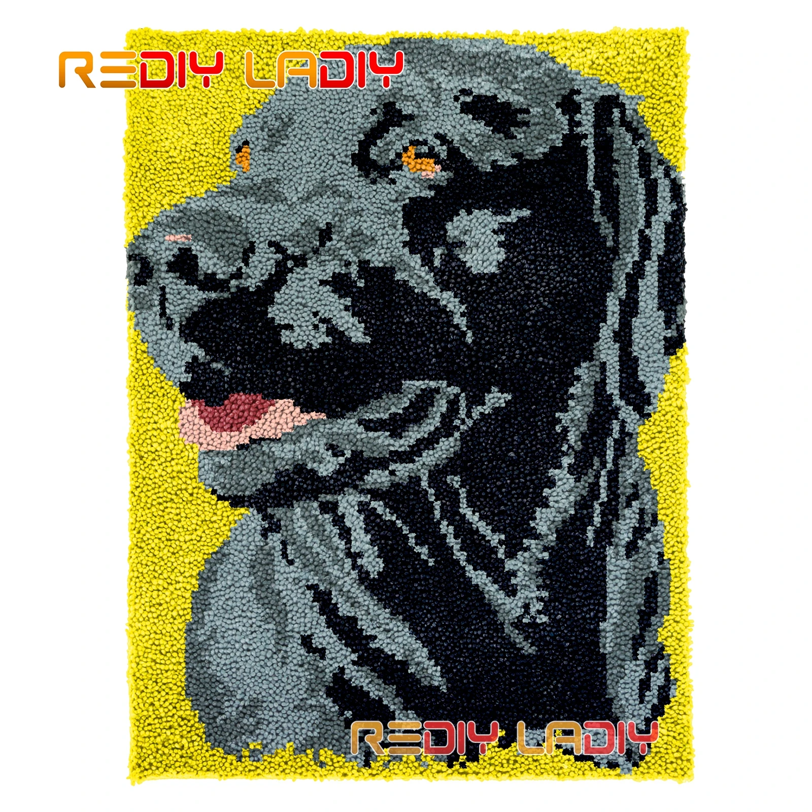 

Latch Hook Rug Black Dog DIY Carpet Rug Kits Chunky Yarn Cushion Crocheting Wall Tapestry Knitted Floor Mat Arts & Crafts