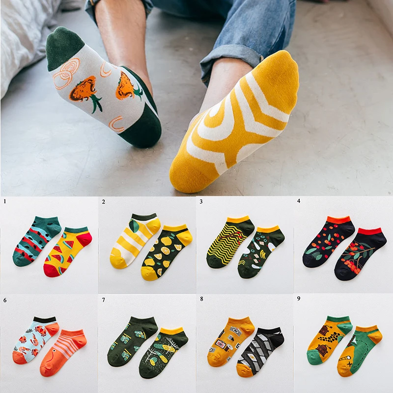 Летние тонкие хлопковые носки для девочек женские с принтом фруктов Необычные