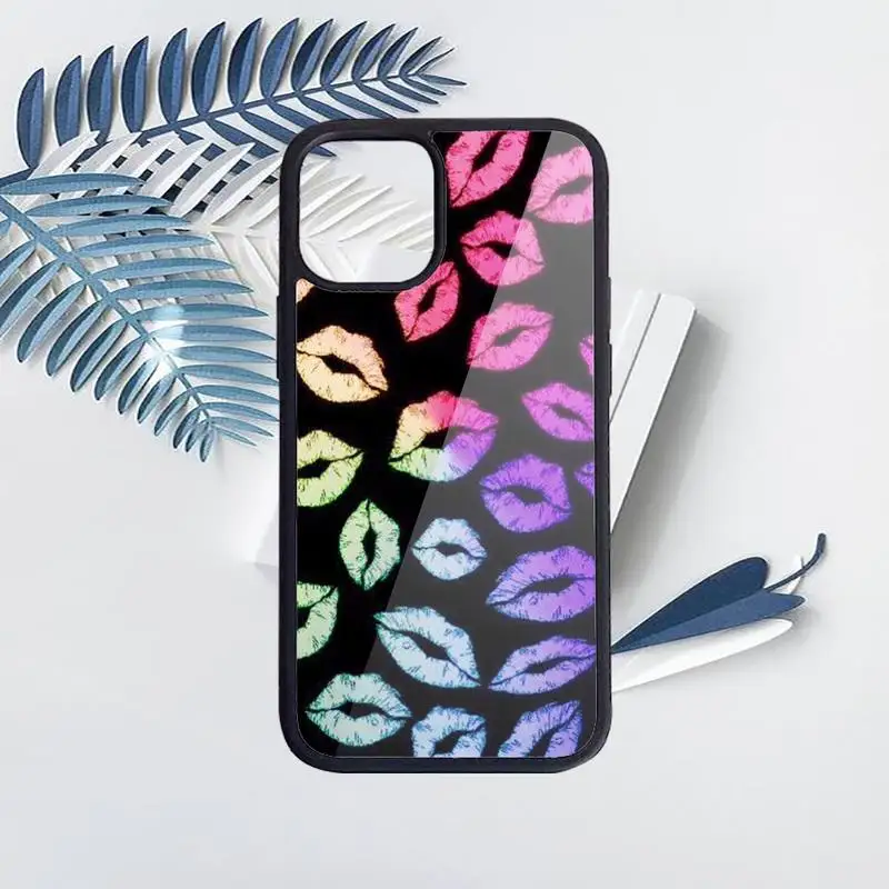 

Sexy lady make up Pink Red lips rolling Phone Cases PC for iPhone 11 12 pro XS MAX 8 7 6 6S Plus X 5S SE 2020 XR funda