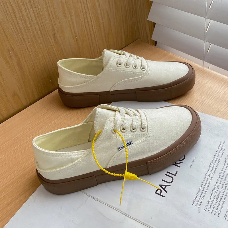 Ins two wear canvas shoes female new spring and summer 2021 han edition student casual shoes flat sandals W721 children