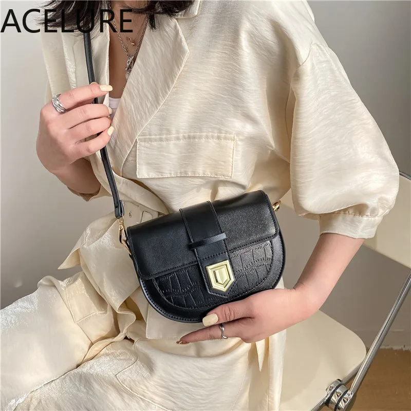

ACELURE Simple Style 2021 Fashion Elegant Ladies Flap Purse Shoulder Bags Black Brown PU Leather Small Messenger Crossbody Bags