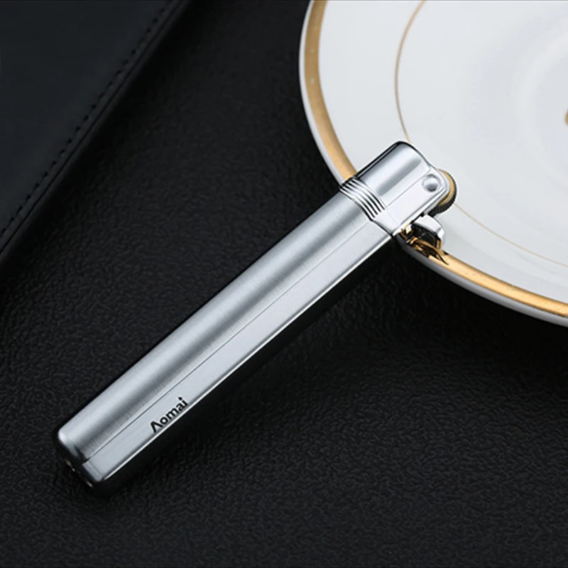 Компактная Портативная Бутановая Зажигалка металлическая газовая многоразовая