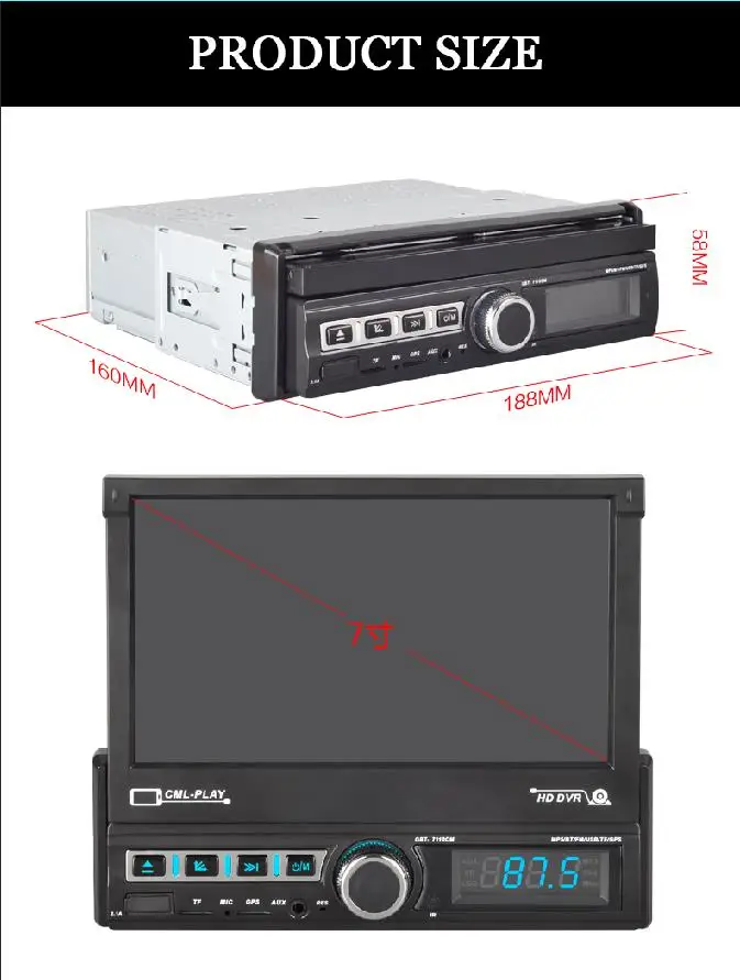 Автомагнитола 1 DIN 7 дюймов с GPS навигацией Bluetooth mirrorlink для Android 9 магнитола MP5 MP4