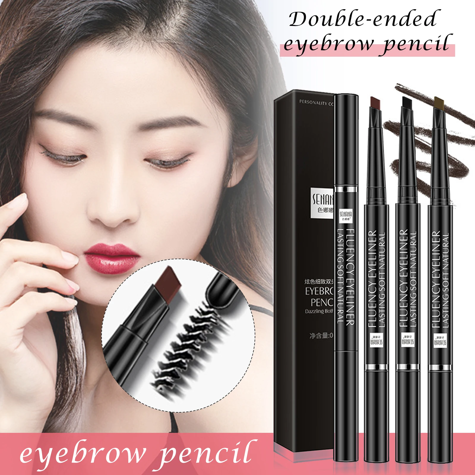 

Delicate Double-Headed Eyebrow Pencil Easy To Apply Waterproof Sweat-Proof And Non-Smudges SANA889