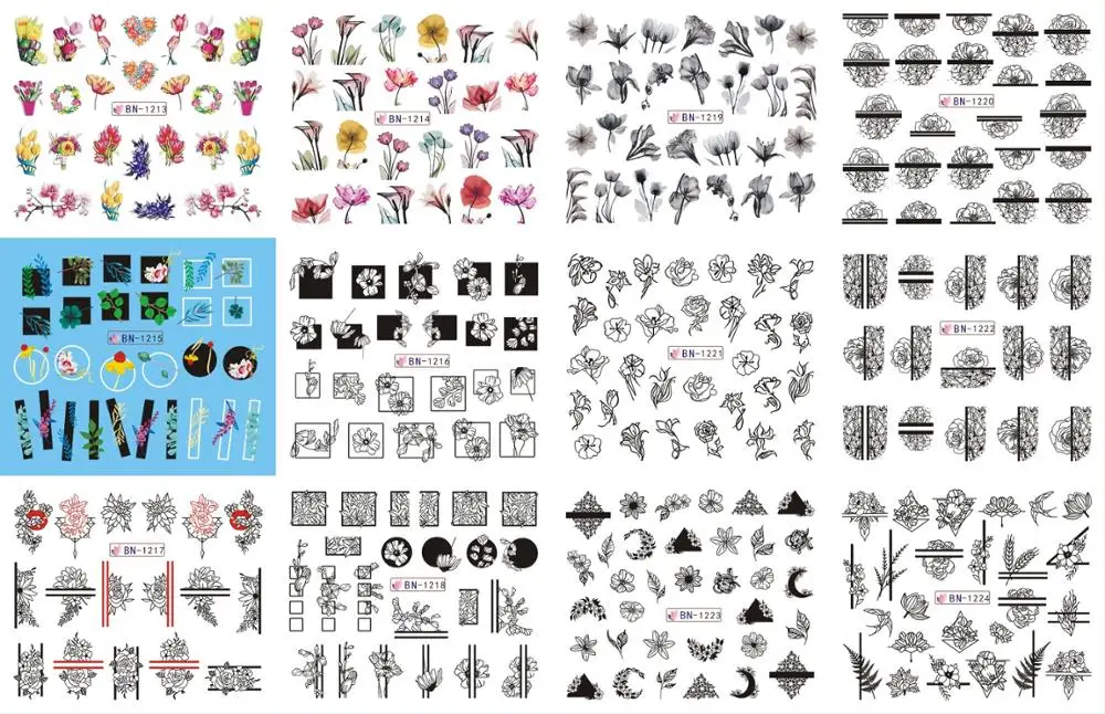 Набор из 12 в 1 3D-Слайдер наклейки для ногтей аксессуары дизайна маникюрный дизайн