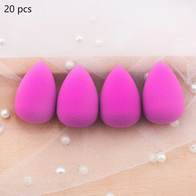 Purple 20pcs Мини-спонж для макияжа в форме капли воды, мягкая основа для макияжа, спонж для консилера, безупречный смешанный косметический спонж для макияжа - Цвет: Purple 20pcs