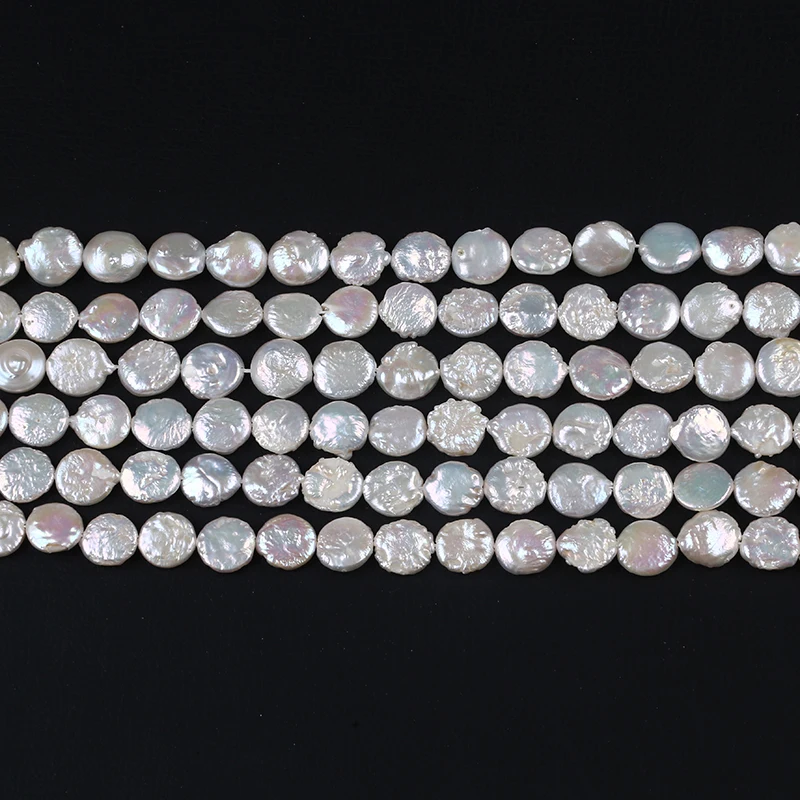 Недорогие натуральные белые бусины из ниток груши в форме монеты 11-12 мм Лидер