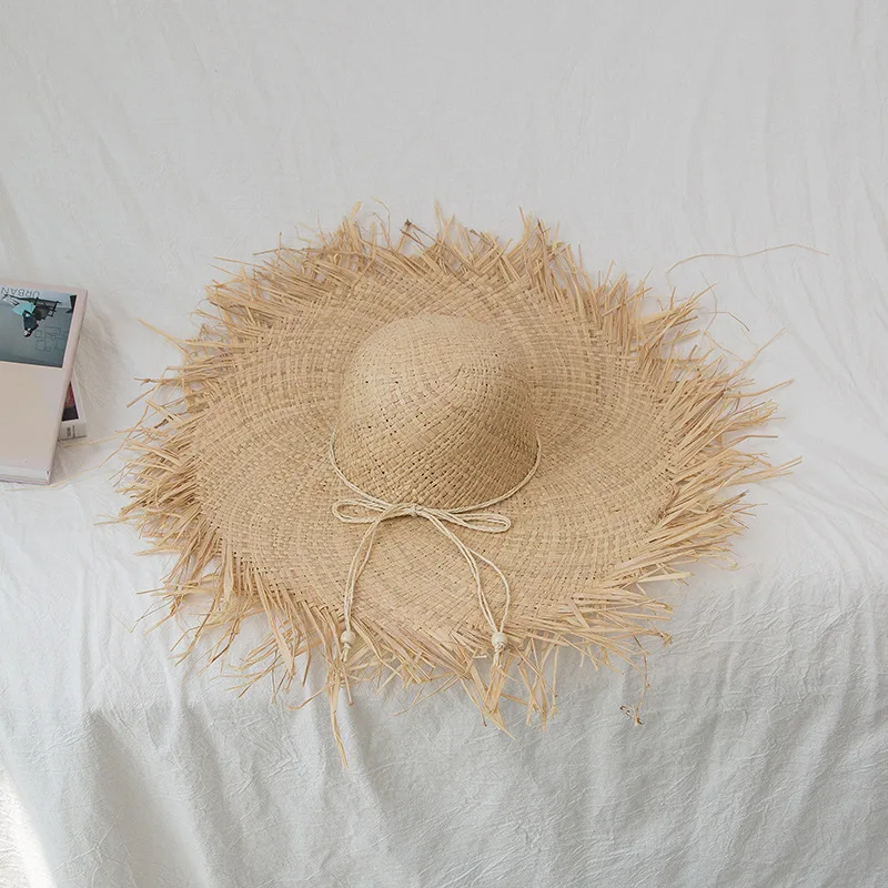 

Летняя женская соломенная шляпа с широкими полями из рафии, дорожная шляпа с козырьком для девушек, модная женская Повседневная шляпа от со...