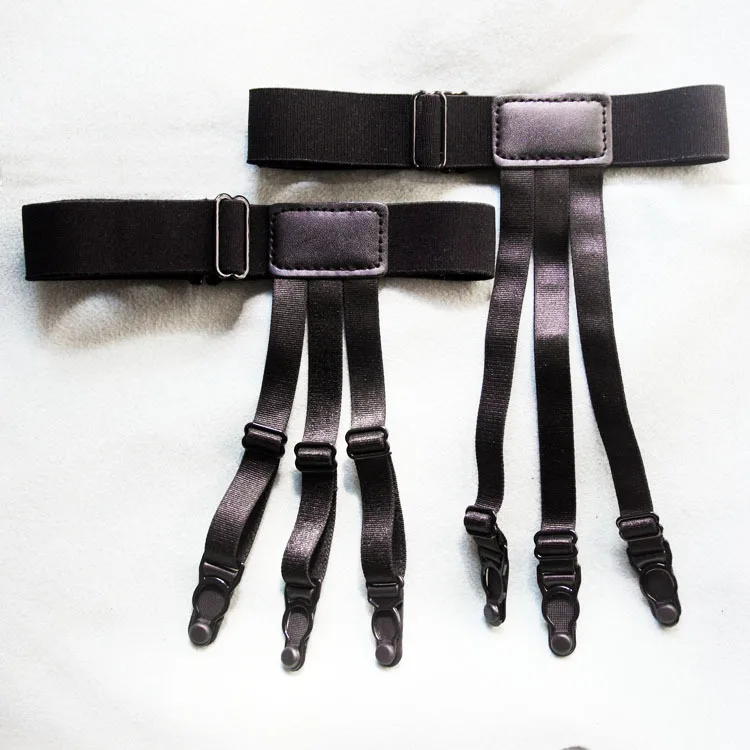 

2 Pcs Men Shirt Stays Belt with Non-slip Locking Clips Keep Shirt Tucked Leg Thigh Suspender Garters Strap