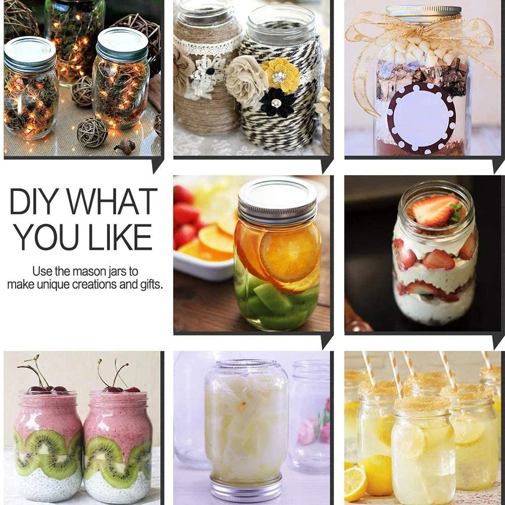 Mason Jars Glass Jar with Lid Canning for Pickling Food Storage Drinking Spices Salads Jams Wedding Favors DIY Decorate | Дом и сад