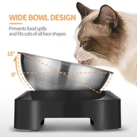 stainless steel tilted cat bowl with stand singledouble adjustable tilted non slip food water kitten pet feeder tue88