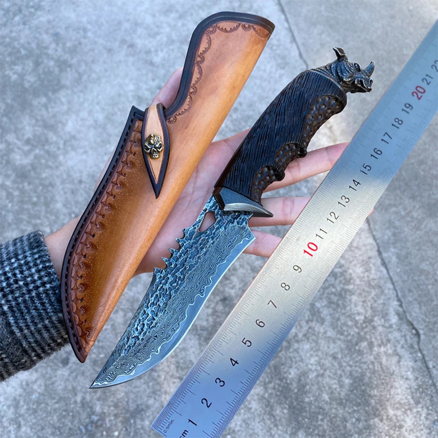 Kaufen TUREN Jagd Messer Handgemachte VG10 Damaskus Stahl Fixed Blade Tactical Messer Mit Mantel Bushcraft Überleben Messer Camping WERKZEUG