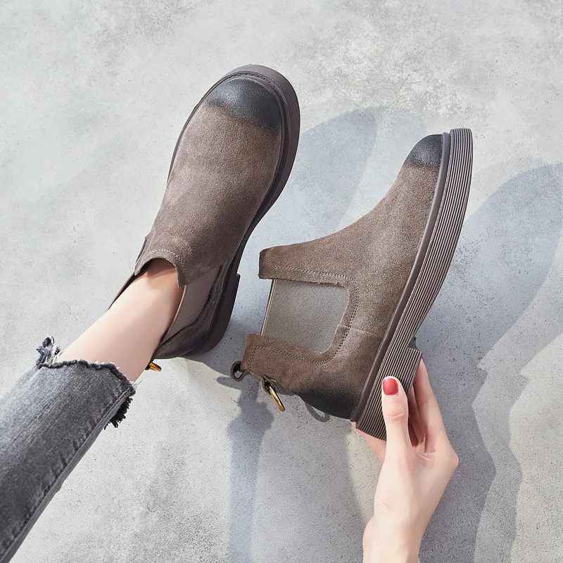 Осенняя обувь из натуральной кожи; botas mujer; женские ботинки «Челси»; botas mujer; женские ботинки; женские ботильоны с перекрестной шнуровкой