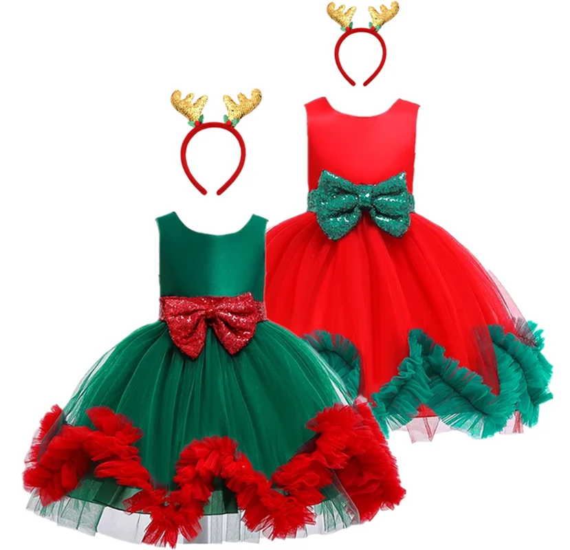 Рождественские платья для девочек карнавальный детский костюм Детские