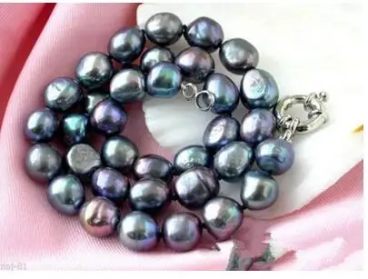 Черный барочный жемчужный ожерелье с серебряной застежкой 10 13 мм|clasp pearl necklace|clasp