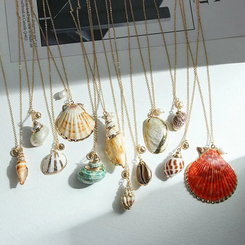 

Cute Charms Seashell Pendant Necklace Women Boho Conch Sea Shell Necklaces Femmes Jewelry Accessories Summer Beach Cowrie