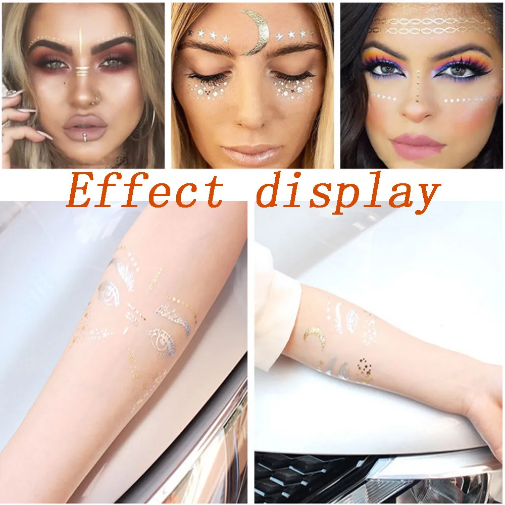 Temporary tattoo sticker Christmas Halloween Face Gold foil Foil Sticker Tattoo Stickers FakeTatouage 920 | Красота и здоровье