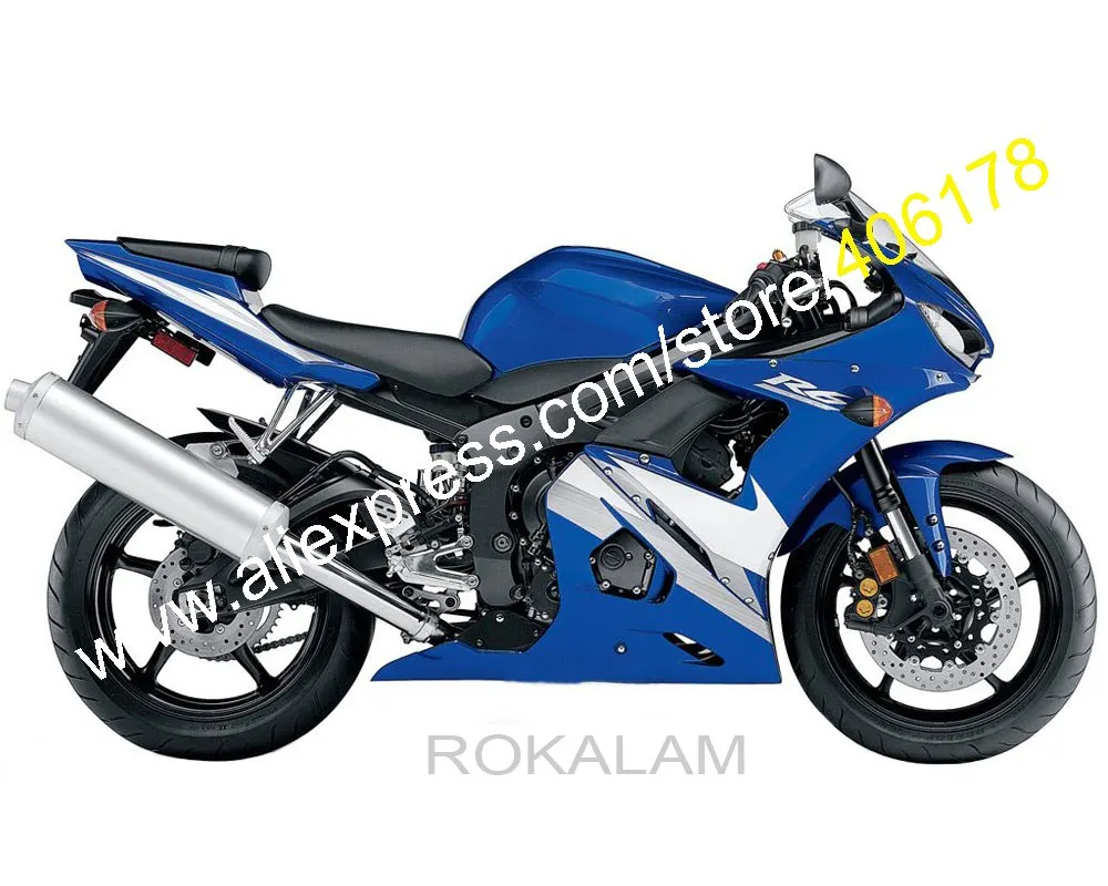 

Белый, синий для Yamaha YZFR6 05 YZF R6 YZF-R6 R6 YZF600 YZF 600 2005 комплект обтекателей для мотоцикла (литьё под давлением)