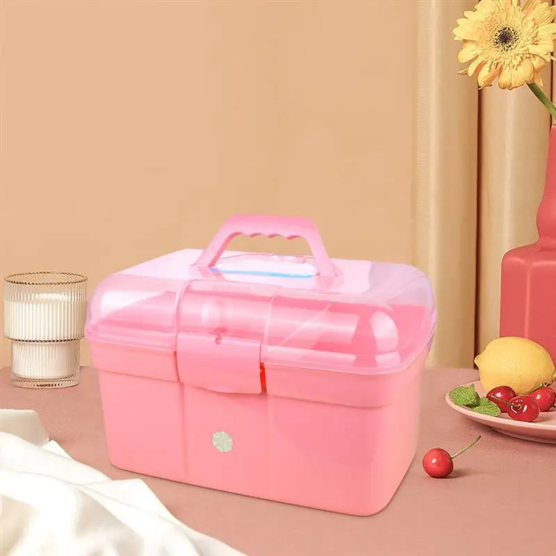 

Nail Art Storage Box Portable Desktop Cosmetics Organizer Multifunctional Plastic Handicrafts Tool Holder Case Home