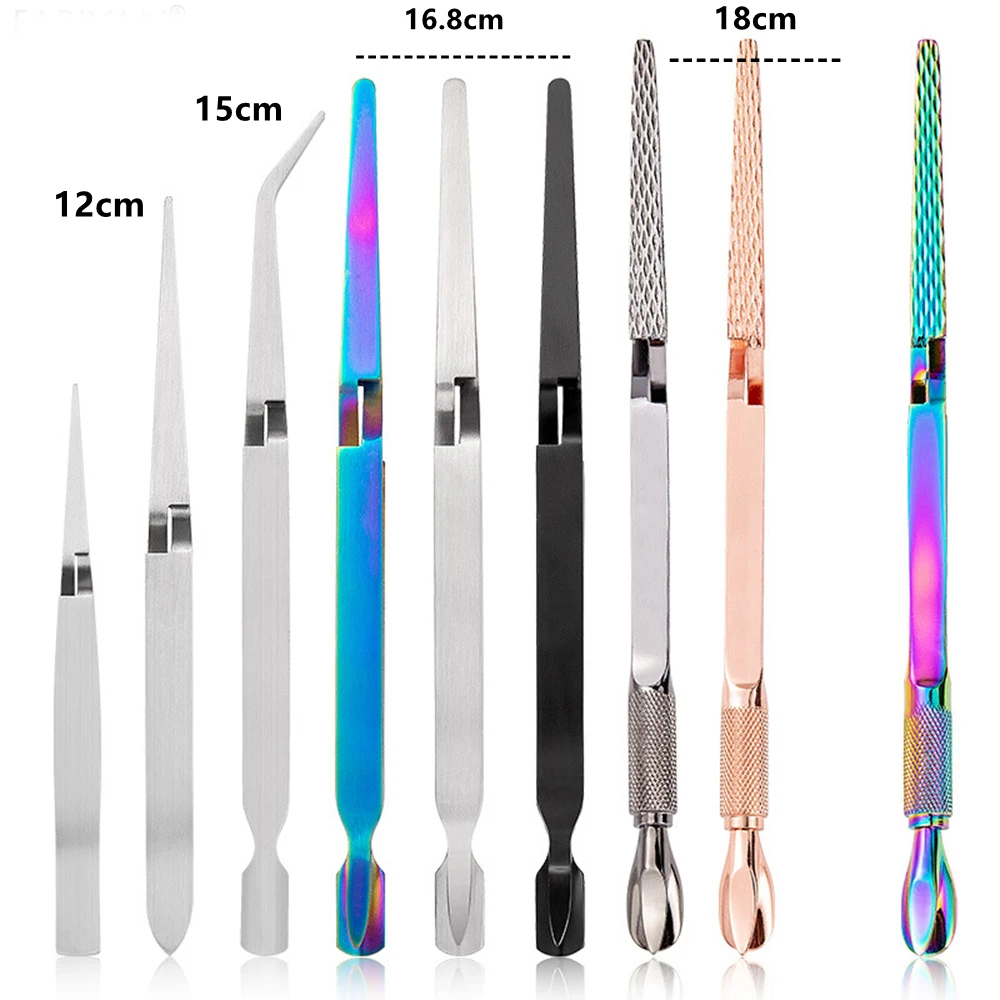 

Portable Stainless Steel Cross Action Tweezers Nail Art Styling Clip For Shape Cuticle Pusher Extended Clip Manicure Tools