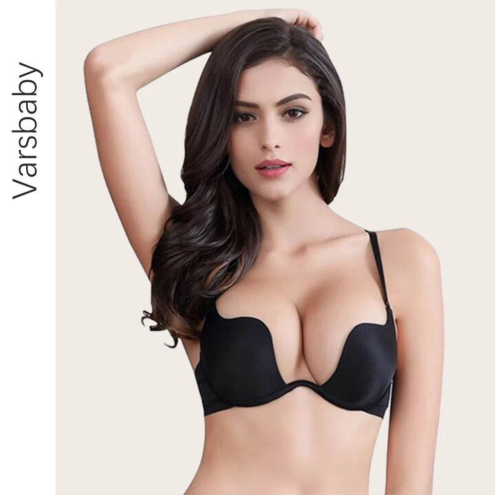 Бюстгальтер бесшовный с глубоким V образным вырезом и чашками пуш