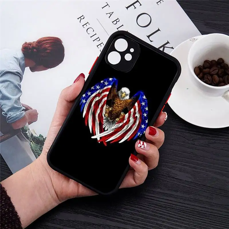 

American flag Phone Case Matte Transparent for iPhone 7 8 11 12 s mini pro X XS XR MAX Plus cover funda