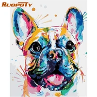 ruopoty 60x75cm frame picture painting by numbers kits colorful dog animals acrylic wall art home decors coloring by numbers gif