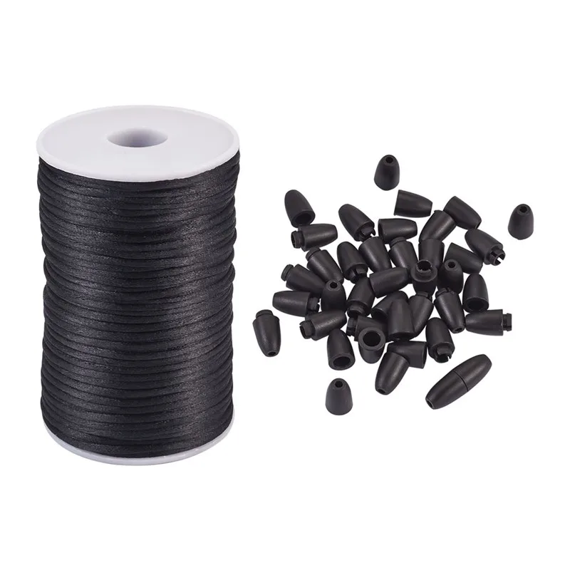 

1 Roll 2.5mm Polyester Cord Rattail Satin Cord for Beading Jewelry Making with Plastic Breakaway Clasps DIY Craft Finding