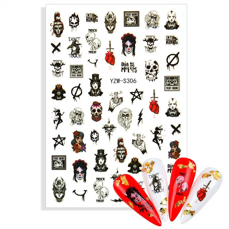 

2022 NEW Nail Art Stickers 3D Adhesive Decals Halloween 2022 Spring Flower Leaf Nail Art Decoration Manicure Accessories