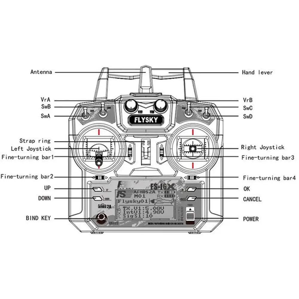 Контроллер передатчика Flysky FS-i6X FS I6X 10CH 2 4G RC с приемником iA10B iA6B A8S X6B для