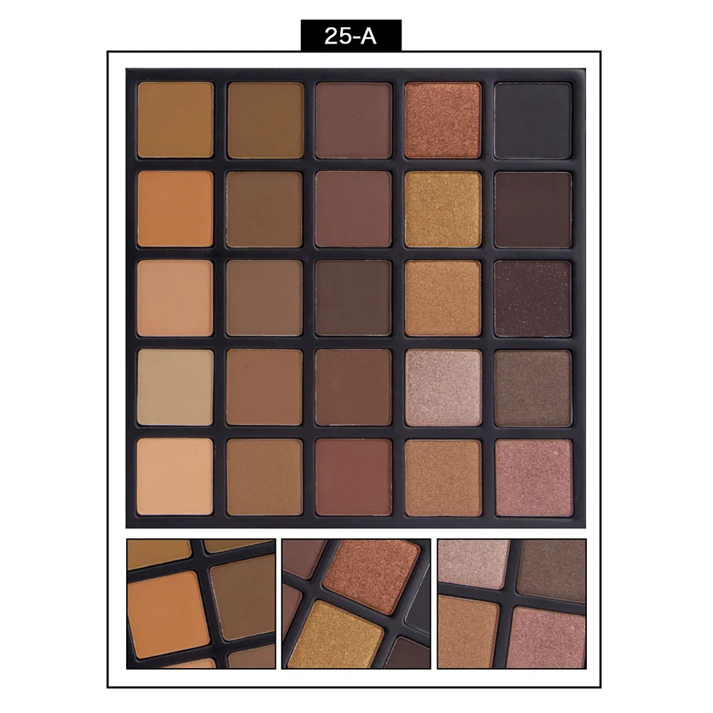 25 Цвета тени для век светло бежевые компактный палитры земли металлик и мерцание