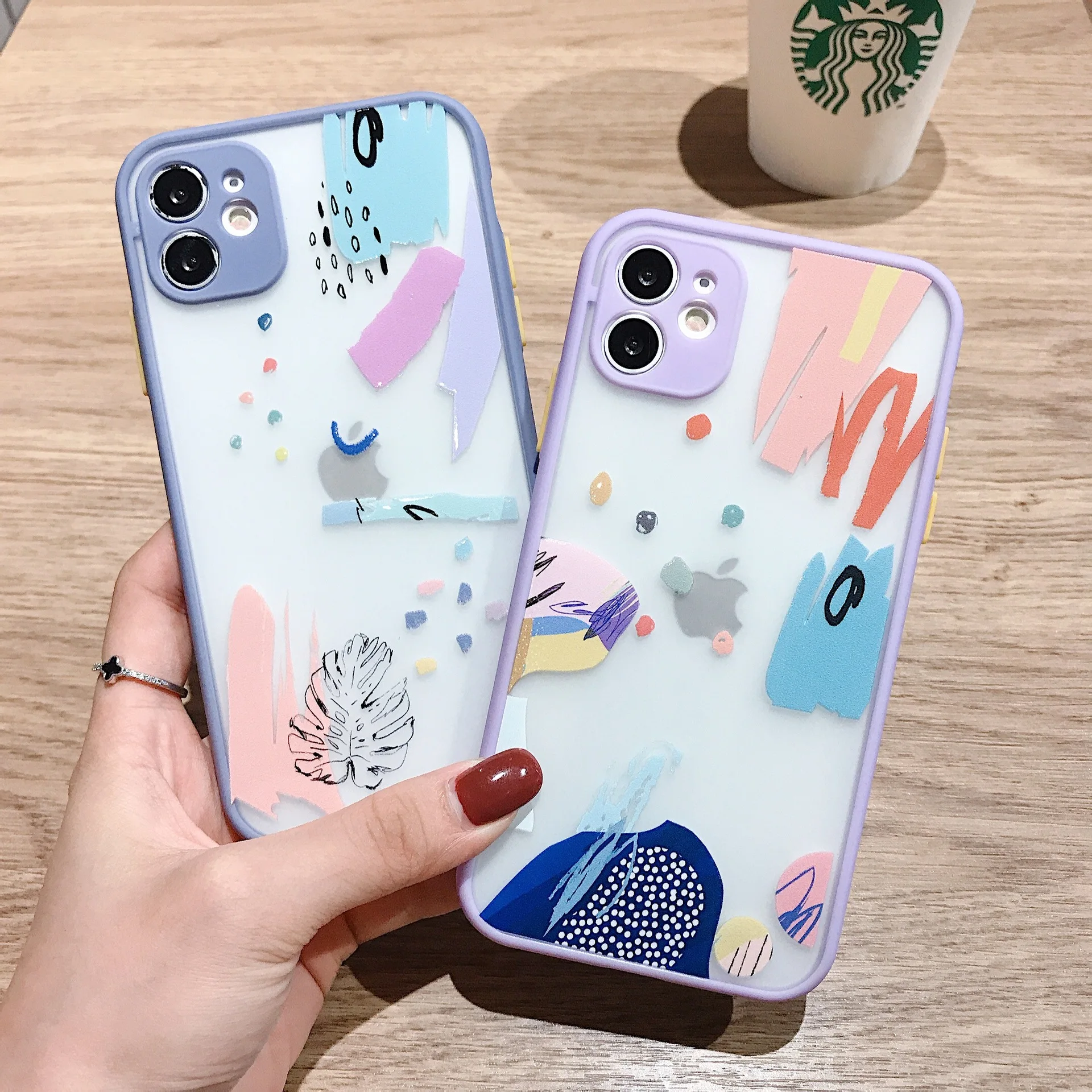 

Luxury Colorful Graffiti Pattern Case For iPhone 12 11 Pro Max 8 7 Plus X XS Max XR SE2020 Soft Bumper Matte Phone Cover Coque