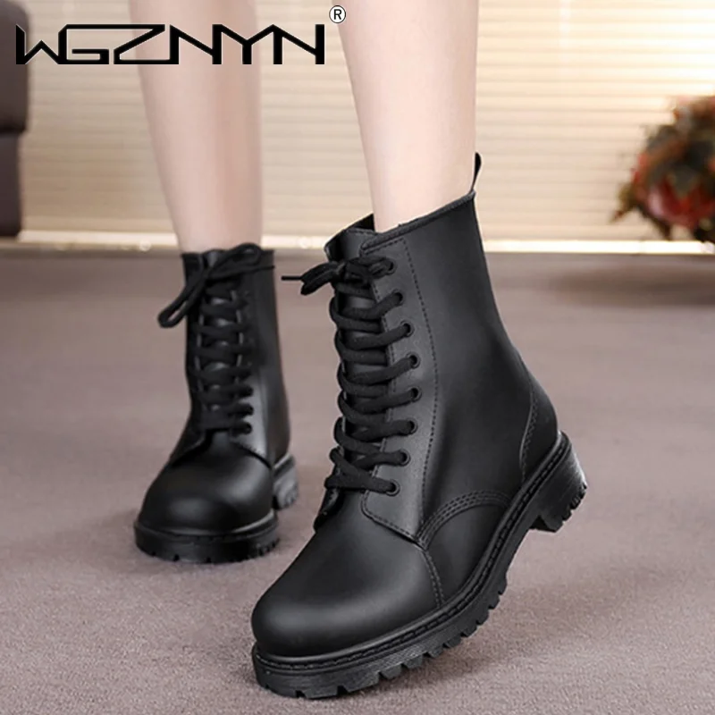 2020 Platform Boots Female Women Shoes Ankle Autumn British Wind Leather Thick with Short Boots Women Motorcycle Martin Shoes